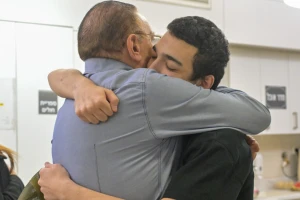 Staff Sgt. Edan Alexander embraces a family member during an emotional reunion at Tel Aviv Sourasky Medical Center, Israel, May 12, 2025.
Photo: GPO