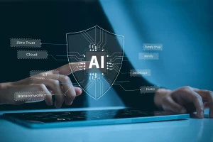 Illustration: Internet users interacting with a tablet through cybersecurity powered by artificial intelligence. Photo: Shutterstock.