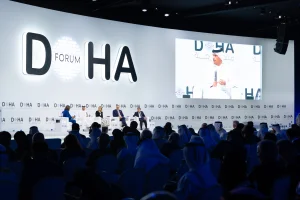 Qatar Prime Minister and Minister of Foreign Affairs Mohammed bin Abdulrahman al Thani speaking at Doha Forum, December 6 , 2025 Photo: Ministry of Foreign Affairs - Qatar X