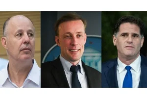 From left to right: Tzachi Hanegbi (Israeli National Security Advisor), Jake Sullivan (United States National Security Advisor), and Ron Dermer (Israeli political consultant and diplomat), (Photos: Flash90).