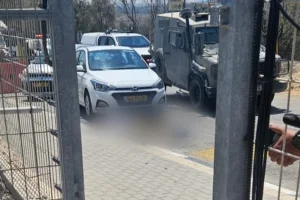 Scene of the stabbing attack at the entrance of Netiv Ha'asara, On July 22, 2024. (Photo: Social Media)