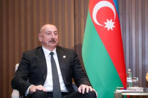 Iranian president Ebrahim Raisi meets with the president of Azerbaijan Ilham Aliev at the 6th CICA Summit in Astana, Kazakhstan, on 13 Oct 2022. Photo: Iranian Presidency via Reuters Connect)
