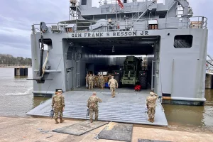 US Military Ship Heading to Gaza To Build Port, photo from March 9, 2024 (Photo: U.S Central command via ABACAPRESS.COM / Via Reuters).