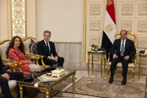 Secretary Antony J. Blinken and U.S. Ambassador Herro Mustafa Garg meet with Egyptian President Abdel Fattah El-Sisi in Cairo, Egypt, March 21, 2024. (Photo: Official State Department, by Chuck Kennedy via ABACAPRESS.COM/VIA REUTERS).