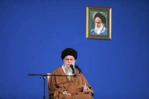 March 21, 2025, Tehran, Iran: Iranian Supreme Leader, Ayatollah ALI KHAMENEI, addresses the crowd and officials during his annual Nowruz (Persian New Year) speech in Tehran. Photo: Reuters via Iranian Supreme Leader'sOffice