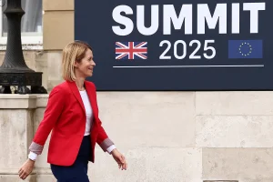 European Union High Representative for Foreign Affairs and Security Policy Kaja Kallas arrives to attend the UK-EU Summit at Lancaster House in London on May 19, 2025. HENRY NICHOLLS/Pool via REUTERS