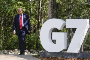 U.S. President Donald Trump heads to a welcome ceremony at the G7 summit venue in Kananaskis, Canada, June 16, 2025. (Photo: Kyodo via Reuters)