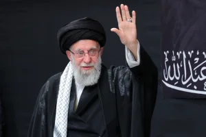 Tehran, Iran: Iranian Supreme Leader Ayatollah ALI KHAMENEI attends a mourning ceremony commemorating the death anniversary of the Prophet Muhammad's grandson, Hussein, in Tehran. July 5, 2025 Photo: Reuters