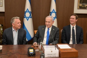 Prime Minister Benjamin Netanyahu at the government meeting together with President Trump\'s Special Envoy to the Middle East, Steve Witkoff (left), and with the President\'s son-in-law, Jared Kushner (right), on Oct 10, 2025 Photo: Reuters Connect