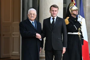 Meeting between the President of the Republic Emmanuel Macron and Mr. Mahmoud Abbas, President of the State of Palestine, at the Elysee Palace in Paris, France on November 11, 2025. (Photo: Reuters Connect by Lionel Urman)
