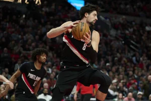 Portland, Oregon, USA; Portland Trail Blazers forward Deni Avdija (8) grabs a rebound during the second half against the Dallas Mavericks at Moda Center, December 29, 2025 Photo: Troy Wayrynen via Reuters Connect