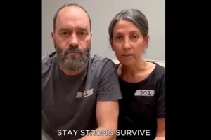 Parents of Israeli hostage Hersh in a video published on social media, after the release of their son's video published by Hamas, on April 24, 2024 (Photo: Screenshot from "Bring Hersh Home" X channel).