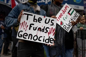 Pro-Palestinian demonstrators participate in a rally and march to commemorate the 76th anniversary of Nakba Day on Wednesday, May 18, 2024, in the Brooklyn borough of New York City. (Photo: Michael Nigro/Sipa USA)