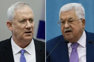 Israeli Minister of Defense Benny Gantz, PA President Mahmoud Abbas (Photos: Flash90)