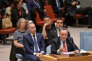 FM Katz addressing the UN Security Council, (Photo: MFA/Shlomi Amsalem)