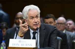William J Burns, Director, Central Intelligence Agency (CIA) testifies during the US Senate Select Committee on Intelligence hearing to examine worldwide threats in the Hart Senate Office Building on Capitol Hill in Washington, DC on Monday, March 11, 2024. Credit: Ron Sachs / CNP/Sipa USA