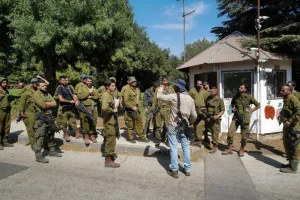 IDF reserve units help guard a Kibbutz near the Syrian border in northern Golan Heights on October 8, 2023. Photo by Michael Giladi/Flash90