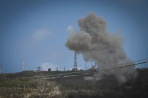 Heavy missile rockets attack that landed in the kibbutz of Hanita, northern Israel, on April 21, 2024 (Photo: Michael Giladi/Flash90).