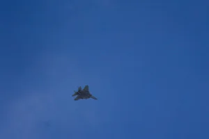 An Israeli fighter jet fly over the northern Israeli city of Haifa, on September 24, 2024. Photo by Chaim Goldberg/Flash90
