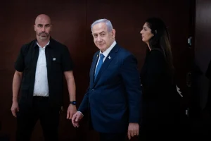 Israeli prime minister Benjamin Netanyahu in the Israeli parliament on November 13, 2024. Photo by Chaim Goldbergl/Flash90