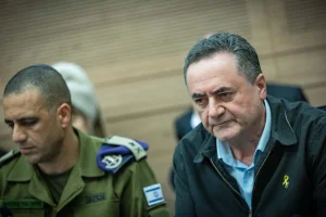 Israeli minister of Defense Israel Katz and Brigadier General David (Dado) Bar Kalifa, at a Foreign Affairs and Defense committee meeting at the Knesset, the Israeli Parliament in Jerusalem, on January 22, 2025. Photo by Yonatan Sindel/Flash90