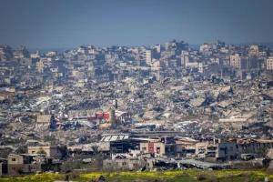 Destroyed and damaged buildings in the Gaza Strip, February 25, 2025. Photo: Yonatan Sindel/Flash90.