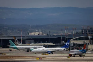 Planes parked at the Ben Gurion International Airport, outside of Tel Aviv, May 4, 2025. Photo by Chaim Goldberg/Flash90