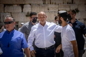 Former Israeli Prime Minister Naftali Bennett visits at the Western Wall in Jerusalem's Old City during Jerusalem day, May 26, 2025. Photo by Yonatan Sindel/Flash90