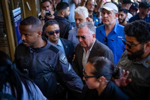 United States Special Envoy to the Middle East Steve Witkoff visits at “Hostage Square” in Tel Aviv, August 2, 2025. Photo by Erik Marmor/Flash90
