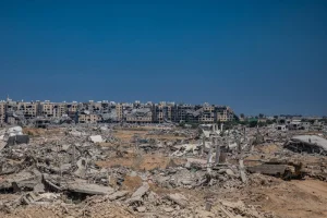 Israeli soldiers operating near Hamad City in Khan Yunis, in the southern Gaza Strip, on September 4, 2025. Photo by Yonatan Sindel/Flash90