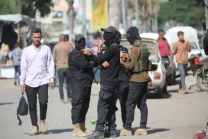 Hamas police forces deployed in Gaza City after a ceasefire between Hamas and Israel in Gaza. October 11, 2025. Photo by Ali Hassan/Flash90