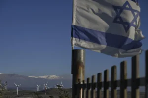 View of the first snow this winter on Mount Hermon in Syria, as seen from the northern Golan Heights near the Syrian border, on December 13, 2025. Photo by Michael Giladi/Flash90