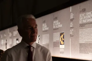 U.S. Ambassador to France Charles Kushner visits Camp des Milles, a former internment and deportation camp near Aix-en-Provence used during World War II to detain Jews, artists, and political prisoners before many were deported to Nazi death camps. Aug. 8, 2025. (Photo: from Kushner’s X)