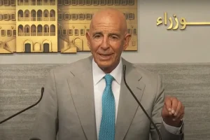 U.S. envoy Thomas Barrack holds a news conference after Syria talks in Beirut, July 21, 2025. (Photo: Screenshot from Youtube video of DRM News)