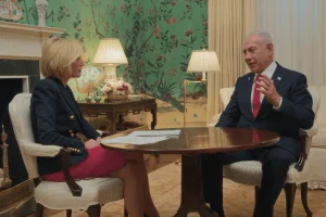 Israeli PM Benjamin Netanyahu during an exclusive interview with Paula White-Cain at Blair House, Washington, D.C. Photo: Screenshot, used under Section 27A of the copyright law.