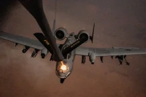 A U.S. Air Force A-10 Thunderbolt II conducts refueling operations over the U.S. Central Command area of responsibility.