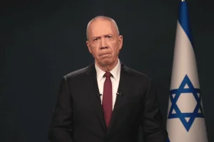 Former defense minister Yoav Gallant announcing his resignation from the Knesset, January 1, 2025 (Photo used under section 27A of the copyright law).