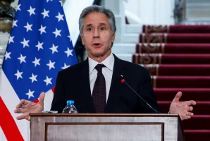 U.S. Secretary of State Antony Blinken attends a joint press conference with Egypt's Foreign Minister Badr Abdelatty (not pictured) in Tahrir Palace in Cairo, Egypt, September 18, 2024. REUTERS