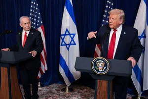 U.S. President Donald Trump and Israeli Prime Minister Benjamin Netanyahu hold a press conference after meeting at Trump’s Mar-a-Lago club in Palm Beach, Florida, U.S., December 29, 2025. REUTERS/Jonathan Ernst