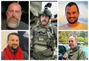 Warrant Officer (Res.) Guy Idan, (Res.) Master Sergeant Tom Segal, Captain (Res.) Alon Safrai, Major (Res.) Dan Maori, Warrant Officer (Res.) Omri Lotan (Photo: IDF)