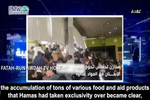 The video of the PalWatch channel explaining about how Hamas is stealing the humanitarian aid and food from the local Gazan population (Photo: Screenshot).