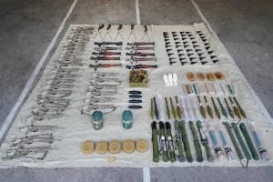 As part of an operation led by the Shin Bet against Munir Makdeh, a significant amount of advanced military equipment was seized that was smuggled into Judea and Samaria. Here, a part of the weapons ceased by the Israeli forces. March 2024 (Photo: IDF).