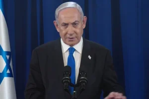Israeli PM Benjamin Netanyahu at a press conference on Saturday, July 13, 2024 (Photo: Screenshot).