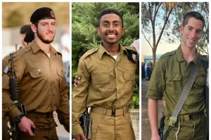 Left to right: Nevo Fischer, Kano Kassa, and Matityahu Yaakov Perl, who fell in fighting in northern Gaza on January 8, 2025. (Photo: IDF).