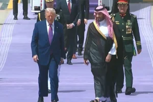 U.S. President Donald Trump is welcomed by Saudi Crown Prince Mohammed bin Salman during an official arrival ceremony in Riyadh, May 13, 2025. (Photo: Screenshot)