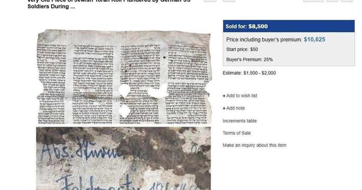 Norwegian auction cancels sale of Nazi-looted Torah fragment following outcry