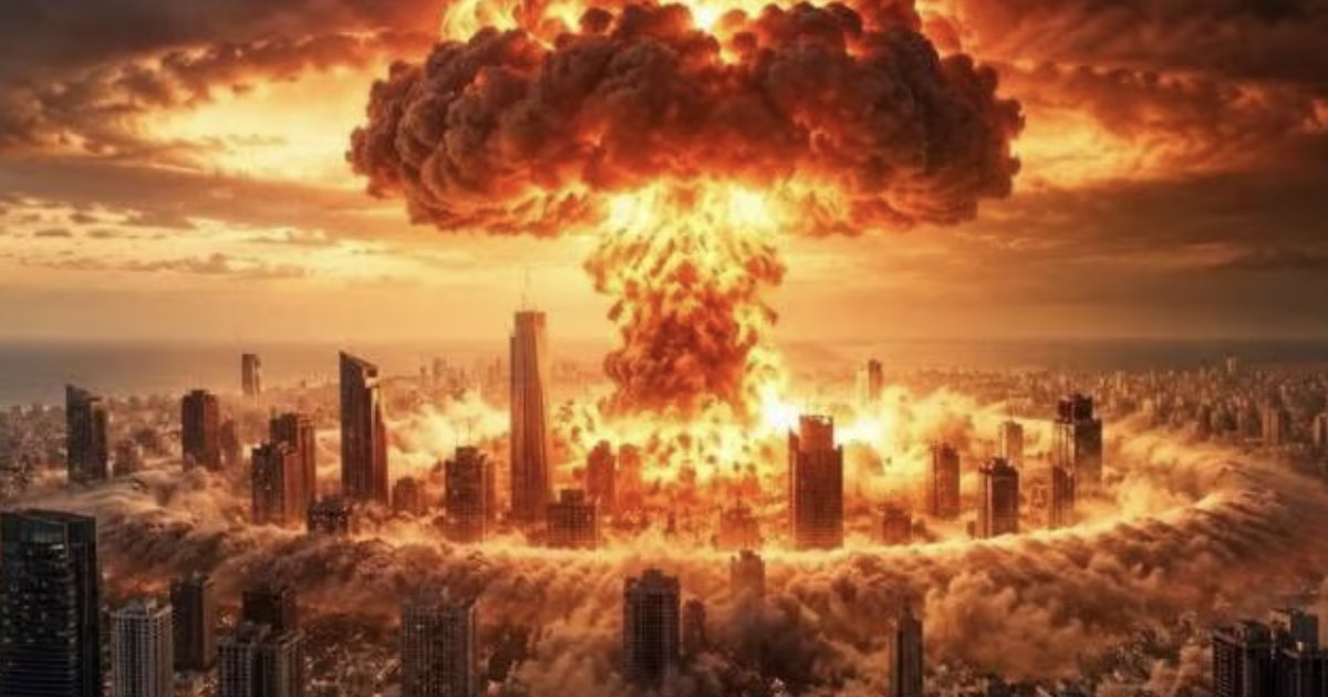 Netanyahu posts political message with image of atomic bomb exploding over Tel Aviv