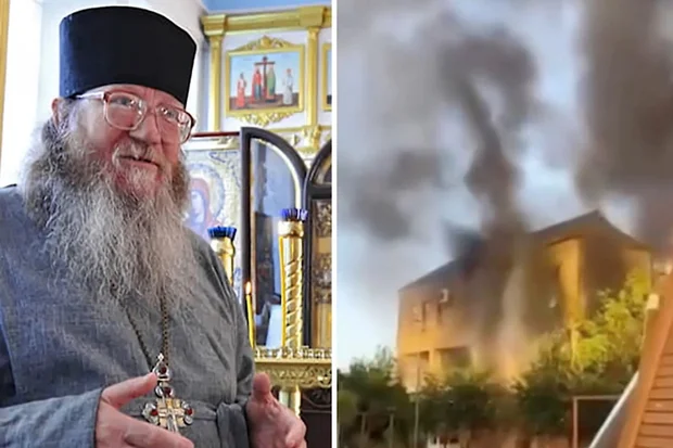 An Orthodox priest, Father Nikolay Kotelnikov, was brutally murdered after assailants broke into a church in Derbent, Dagestan, Russia, On June 23 2024 (Photos: Screenshot).