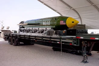 Handout undated file photo of The GBU-43/B Massive Ordnance Air Blast bomb sits at an air base in Southwest Asia waiting to be used should it become necessary. (Photo: USAF via ABACAPRESS.COM)
