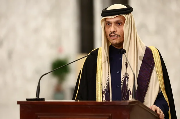 Qatari Prime Minister and Foreign Minister Sheikh Mohammed bin Abdulrahman Al Thani speaks after a meeting with the Lebanese president at the presidential palace in Baabda, Lebanon February 4, 2025. (Photo: Reuters)